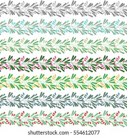 Seamless brushes of branches barberry. Different colors.