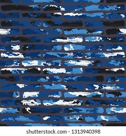 Seamless brushes brick pattern camouflage pattern-vector illustration.