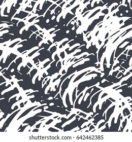 Seamless brushpen doodle pattern grunge texture.Trendy modern ink artistic design with authentic and unique scrapes, watercolor blotted background for a logo, cards, invitations, posters, banners.