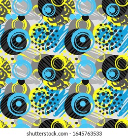 Seamless brushpen textile doodle pattern grunge texture.Trendy modern ink artistic design with authentic,unique scrapes, watercolor blotted background for a logo, cards, invitations, posters, banners.