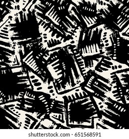 Seamless brushpen textile doodle pattern grunge texture.Trendy modern ink artistic design with authentic,unique scrapes, watercolor blotted background for a logo, cards, invitations, posters, banners.