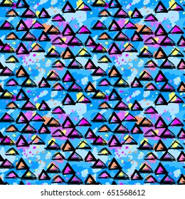 Seamless brushpen textile doodle pattern grunge texture.Trendy modern ink artistic design with authentic,unique scrapes, watercolor blotted background for a logo, cards, invitations, posters, banners.