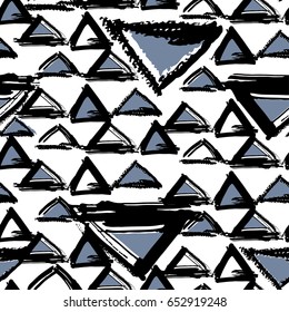 Seamless brushpen textile doodle pattern grunge texture.Trendy modern ink artistic design with authentic,unique scrapes, watercolor blotted background for a logo, cards, invitations, posters, banners.