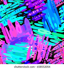 Seamless brushpen textile doodle pattern grunge texture.Trendy modern ink artistic design with authentic,unique scrapes, watercolor blotted background for a logo, cards, invitations, posters, banners.