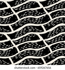 Seamless brushpen textile doodle pattern grunge texture.Trendy modern ink artistic design with authentic,unique scrapes, watercolor blotted background for a logo, cards, invitations, posters, banners.