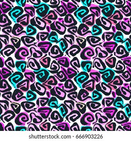 Seamless brushpen textile doodle pattern grunge texture.Trendy modern ink artistic design with authentic,unique scrapes, watercolor blotted background for a logo, cards, invitations, posters, banners.
