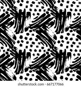 Seamless brushpen textile doodle pattern grunge texture.Trendy modern ink artistic design with authentic,unique scrapes, watercolor blotted background for a logo, cards, invitations, posters, banners.