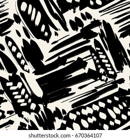 Seamless brushpen textile doodle pattern grunge texture.Trendy modern ink artistic design with authentic,unique scrapes, watercolor blotted background for a logo, cards, invitations, posters, banners.