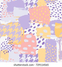Seamless brushpen textile doodle pattern grunge texture.Trendy modern ink artistic design with authentic,unique scrapes, watercolor blotted background for a logo, cards, invitations, posters, banners.