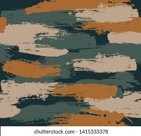 Seamless brushstroke camouflage vector pattern