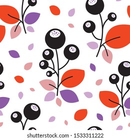 Seamless Bubble Fruits Floral Pattern Design 