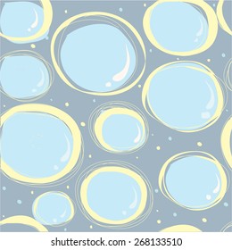 Seamless Bubble Pattern on blue color background. Vector illustration.