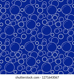 Seamless bubbles pattern on blue background vector illustration