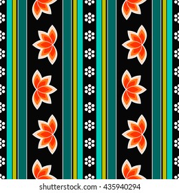 Seamless Buddhist Temple traditional ornament with Lotus flower. Oriental pattern. Buddhism theme. Linear abstract colorful background. Vector illustration.