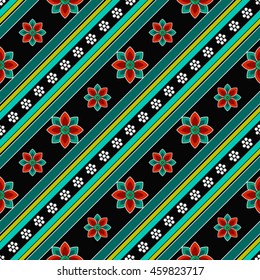 Seamless Buddhist Temple traditional ornament with Lotus flower. Oriental pattern. Buddhism theme. Abstract colorful background. Vector illustration.