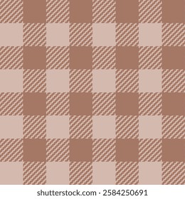 Seamless buffalo check plaid pattern in pastel brown and beige color. Vector background in mocha mousse color for textile or fabric print, wrapping paper.