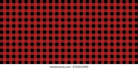 Seamless Buffalo check plaid pattern in red and black. Vector lumberjack tartan ornament for fashion, winter holidays, textile fabric, and rustic home decor background.