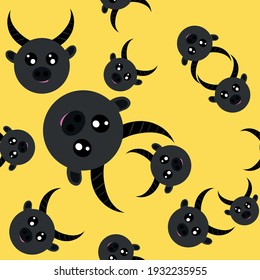 Seamless Buffalo Patterns of Animal colorful