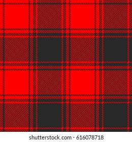 Seamless buffalo plaid pattern. Checkered fabric texture print in stripes of red and black. 