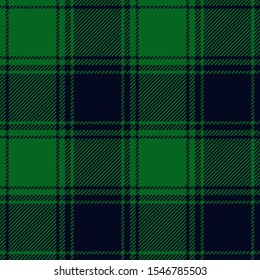 Seamless Buffalo Plaid Pattern In Green And Bluish Black.