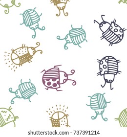 Seamless bugs cartoon pattern. 