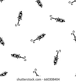 Seamless bugs cartoon pattern.  Bugs cartoon pattern in thin line style. Pattern in thin line style. Pen strokes background. Vector illustration. Black and white vector doodle illustration.