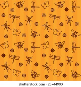 a seamless bugs and flowers wallpaper