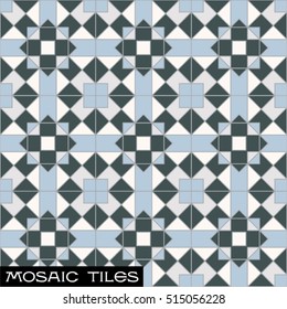 Seamless Bule mosaic pattern - Blue bathroom ceramic tile - classic geometric ornament