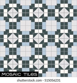 Seamless Bule mosaic pattern - Blue bathroom ceramic tile - classic geometric ornament