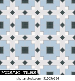 Seamless Bule mosaic pattern - Blue bathroom ceramic tile - classic geometric ornament