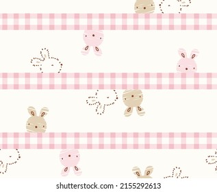 seamless bunny friends pattern vector illustration