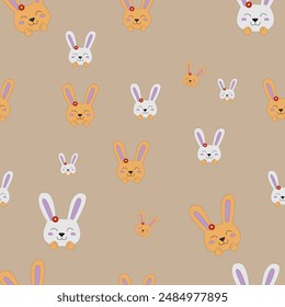 seamless bunny pattern, Cute hand drawn Easter seamless pattern with bunnies