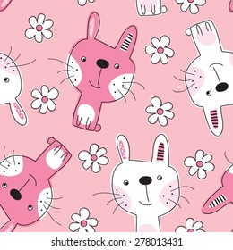 seamless bunny pattern vector illustration