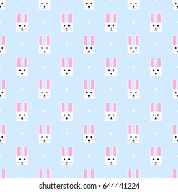 Seamless Bunny And Polka Dot Pattern Background. Vector