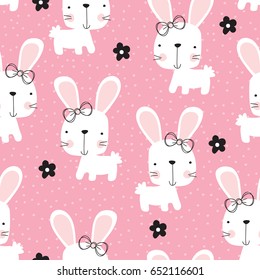 seamless bunny rabbit pattern vector illustration