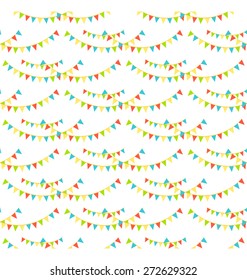 Seamless buntings flags pattern isolated on white background