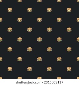 Patrón de hamburguesas sin foco. Borró el fondo de la hamburguesa. Ilustración de hamburguesa con vector de Doodle