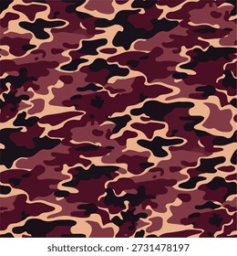 Patrón de camuflaje de Borgoña sin fisuras. Fondo sin fisuras de camuflaje rojo y negro. Fondo de camuflaje militar decorativo para diseño de impresión. Patrón de camuflaje sin costuras de moda para Streetwear. 