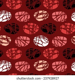 Seamless burgundy pattern of circles scratched