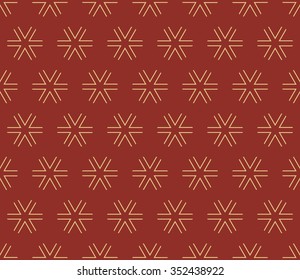 Seamless burgundy red and beige hexagonal outline triangle stars geometric pattern vector
