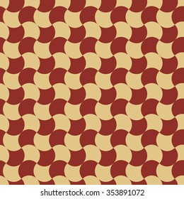 Seamless burgundy red and beige op art diagonal illusion scales pattern vector