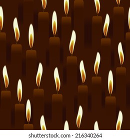 seamless burning candle, church background
