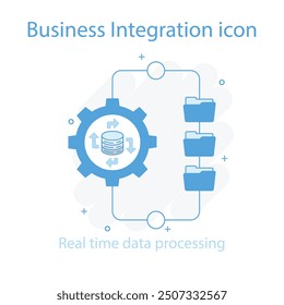 Integración empresarial perfecta para el icono de procesamiento de datos en tiempo real con trazo editable.