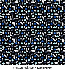 Seamless business pattern. Business pattern on black, white and blue background. Vector.
