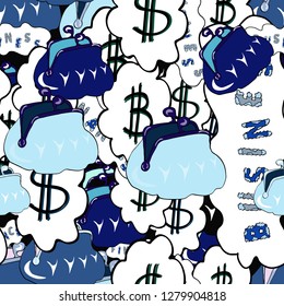 Seamless business pattern. Business pattern on blue, neutral and white background. Vector.