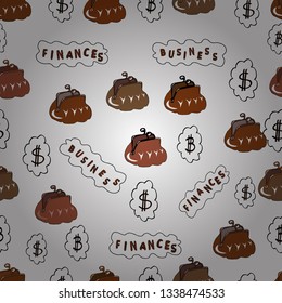 Seamless business pattern. Business pattern on brown, black and white background. Vector.