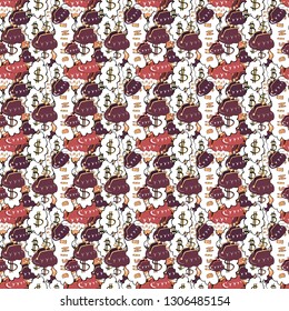 Seamless business pattern. Business pattern on white and brown background. Vector.