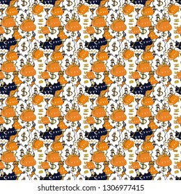 Seamless business pattern. Vector. Business pattern on white and orange background.