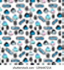 Seamless business pattern. Vector. Business pattern on blue, neutral and white background. Bitcoin. Dollars.