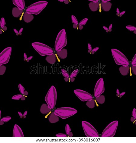 Seamless with butteflies on the dark background